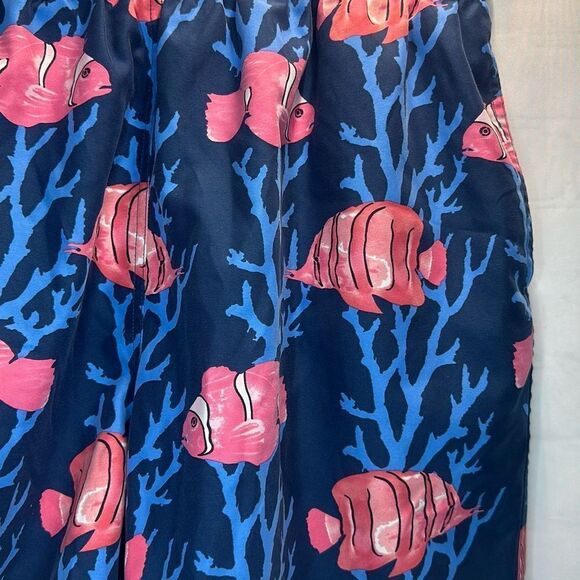 Brooks Brothers 346 Men Mesh Lined Pink Fish Swim Trunks Shorts Pink Blue L Larg - Picture 2 of 6